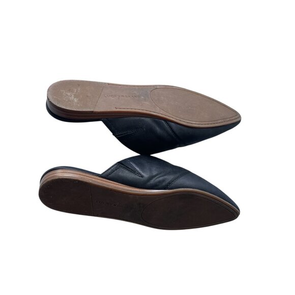 Lucky Brand Black Leather Slip On Sandals - 10 M - Picture 7 of 7